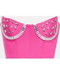 Area - Crystal-embellished Bustier Top - Lyst