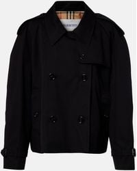 Burberry - Cropped Cotton Gabardine Trench Jacket - Lyst
