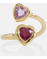 Octavia Elizabeth - Moi And Toi 18kt Gold Ring With Sapphires And Rubies - Lyst
