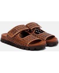 Miu Miu - Woven Leather Sandals - Lyst