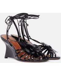 Zimmermann - Orchid 85 Patent Leather Wedge Sandals - Lyst