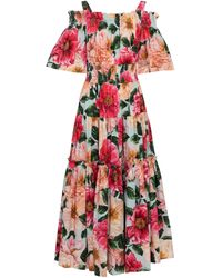 Dolce & Gabbana Midikleid aus Baumwollpopeline - Pink