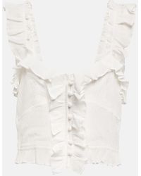 Isabel Marant - Top cropped Gimsy in crepe con volant - Lyst