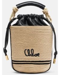 Chloé - Borsa A Secchiello Soleil Mini Effetto Rafia - Lyst