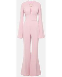Elie Saab - Jumpsuit flared in cady con cristalli - Lyst