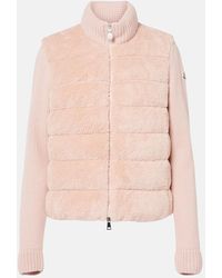 Moncler - Down-Paneled Faux Fur And Wool Cardigan - Lyst