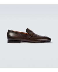 Santoni Double Monk Strap Suede Shoes - Brown