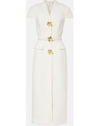Oscar de la Renta - Embellished Belted Tweed Midi Dress - Lyst