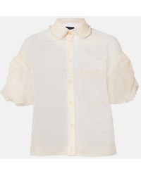 Simone Rocha - Cropped Puff-Sleeve Tulle Blouse - Lyst