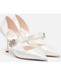Roger Vivier - Mini Bouquet Embellished Satin Pumps - Lyst