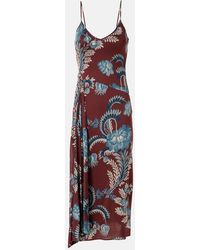 Etro - Floral Satin Midi Dress - Lyst