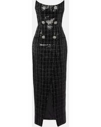 Balmain - Strapless Embellished Sequined Metallic Tweed Gown - Lyst