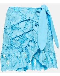 Self-Portrait - Cotton Lace Miniskirt - Lyst