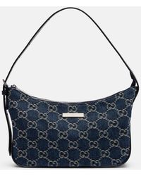 Gucci - Lady Lunetta Small Gg Denim Shoulder Bag - Lyst
