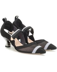 Fendi Colibrì Slingback Kitten Heel Pumps - Black
