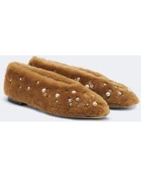 Jimmy Choo - Margot Embellished Shearling Ballet Flats - Lyst