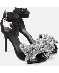 Balmain - Ruby 95 Embellished Bow-Detail Suede Pumps - Lyst