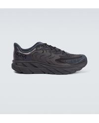 Hoka One One - Clifton Ls Leather-Trimmed Mesh Sneakers - Lyst