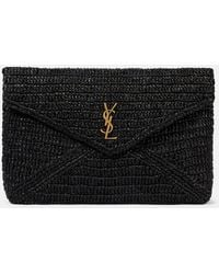 Saint Laurent - Pouch Cassandre Large De Rafia - Lyst