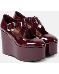 Alaïa - Criss Cross Patent Leather Wedges - Lyst