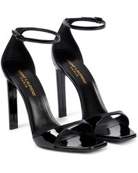 Saint Laurent Bea Patent Leather Sandals - Black