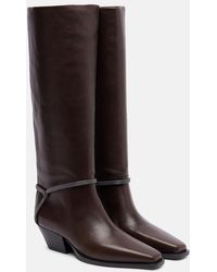 Brunello Cucinelli - Monili Leather Knee-High Boots - Lyst