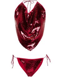 Oséree Bikini Bandana con lentejuelas - Rojo