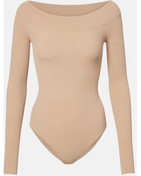 Alaïa - Ribbed-Knit Off-Shoulder Bodysuit - Lyst