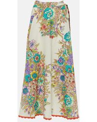 Etro - Floral Cotton And Silk Midi Skirt - Lyst