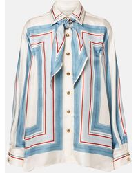 Zimmermann - Striped Scarf-Detail Silk Shirt - Lyst