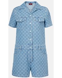 Gucci - Gg Denim Jacquard Romper - Lyst