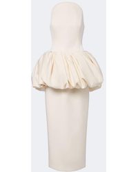 Magda Butrym - Draped Peplum Cotton And Silk Midi Dress - Lyst