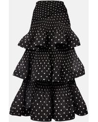 Zimmermann - Polka-Dot Tiered Midi Skirt - Lyst