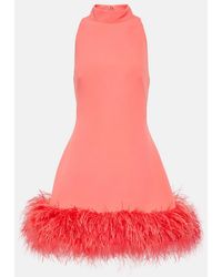 Safiyaa - Minikleid Ratana Aus Crepe Mit Federn - Lyst