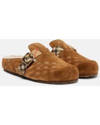 Burberry - Urchin Shearling-Lined Suede Clogs - Lyst