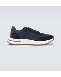 Loro Piana - Weekend Walk Suede-Trimmed Sneakers - Lyst