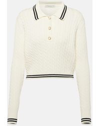Alessandra Rich - Cable-knit Cotton Polo Sweater - Lyst
