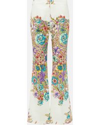 Etro - Floral Cotton-blend Flared Pants - Lyst