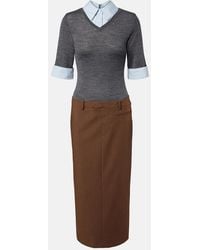 STAUD - Layered Wool-Blend Midi Dress - Lyst