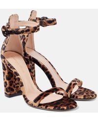 Gianvito Rossi - Gaeta 95 Leopard-Print Velvet Sandals - Lyst