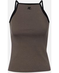 Courreges - Tank Top De Algodon Con Logo - Lyst