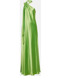 Galvan London - Ushuaia Asymmetric-hem Satin Maxi Dress - Lyst