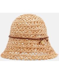 Ruslan Baginskiy - Leather-Trimmed Straw Bucket Hat - Lyst