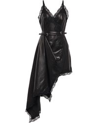Alexander McQueen Asymmetrisches Kleid aus Leder - Schwarz