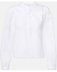 FRAME - Blusa De Algodon Con Manga Abullonada - Lyst