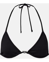 Prada - Top De Bikini Triangular Con Logo - Lyst