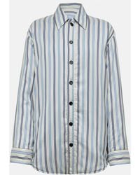 Bottega Veneta - Padded Striped Silk Shirt Jacket - Lyst