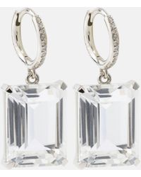 Ileana Makri - 18kt White Gold Earrings With Diamonds And Topaz - Lyst