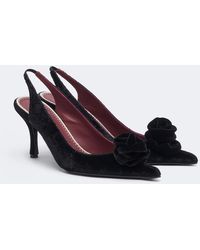 Magda Butrym - Floral-Applique Velvet Slingback Pumps - Lyst