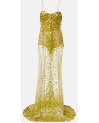 The Attico - Sequined Sheer Mesh Gown - Lyst